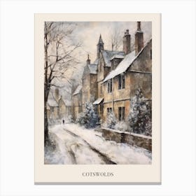 Vintage Winter Painting Poster Cotswolds United Kingdom 2 Canvas Print