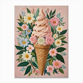 Flower Ice Cream Cone no1 Canvas Print