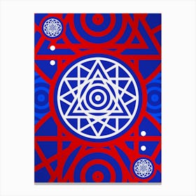 Geometric Abstract Glyph in White on Red and Blue Array n.0048 Canvas Print