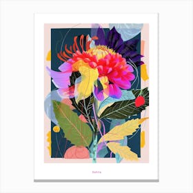 Dahlia 3 Neon Flower Collage Poster Canvas Print