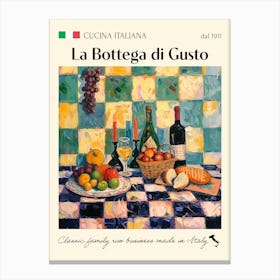 La Bottega Di Gusto Trattoria Italian Poster Food Kitchen Canvas Print