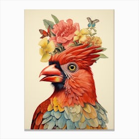 Bird With A Flower Crown Cardinal 3 Canvas Print