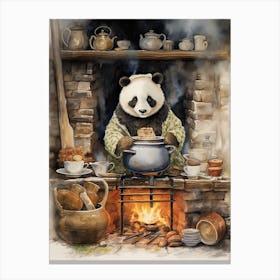 Panda Art Cooking Watercolour 2 Canvas Print