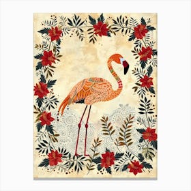 Greater Flamingo And Bougainvillea Boho Print 1 Canvas Print
