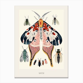 Colourful Insect Illustration Moth 17 Poster Canvas Print