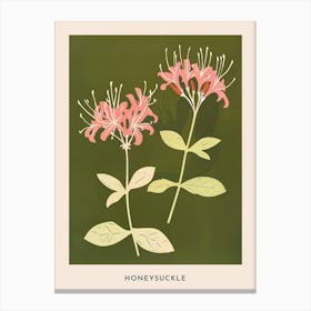 Pink & Green Honeysuckle 1 Flower Poster Canvas Print