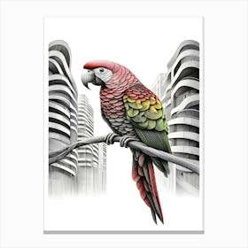 Scooter Parrot In The City Canvas Print