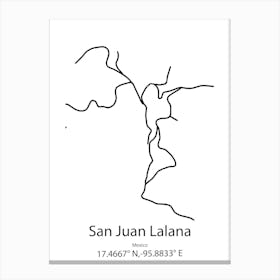 San Juan Ixcaquixtla,Mexico Minimalist Map Canvas Print