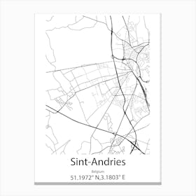 Sint Andries,Belgium Minimalist Map Canvas Print