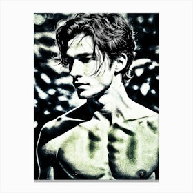 Shadows of Gray: A digital altered photo portrait of a modern Dorian Grey Canvas Print