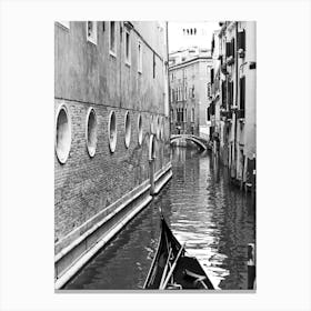 Venice Canal Bw Canvas Print