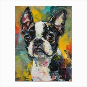 Boston Terrier Acrylic Painting 5 Canvas Print