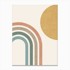 Mid-century Modern Sun and Rainbow - Abstract Modern Minimalist Colorful Canvas Print