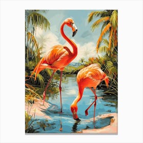 Greater Flamingo Tropical Illustration 1 Canvas Print