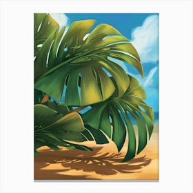 Palm Tree On The Beach Canvas Print