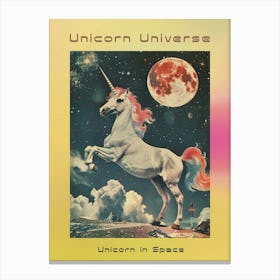 Pastel Unicorn In Space Retro Collage 2 Poster Canvas Print