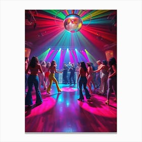 Disco Dancers Color Illustration Canvas Print