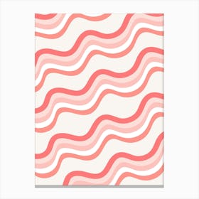 Pink And White Wavy Pattern Canvas Print