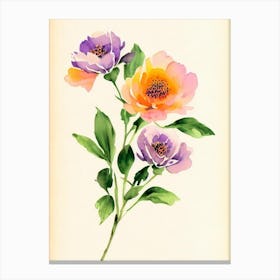 Lavender Vintage Flowers Flower Canvas Print