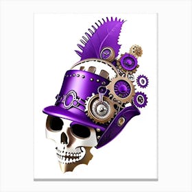 Skull With Steampunk Details Purple Kawaii Canvas Print