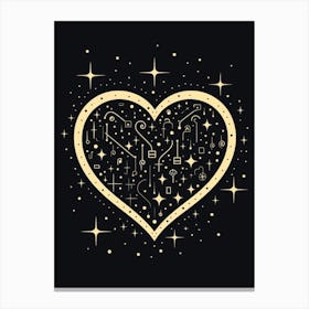 Celestial Heart Black Background 3 Canvas Print