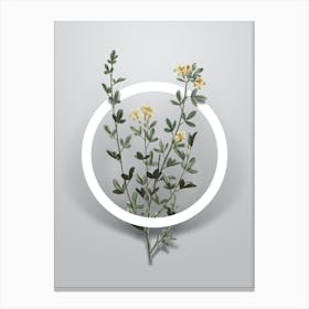 Vintage Yellow Jasmine Flowers Minimalist Floral Geometric Circle on Soft Gray n.0032 Canvas Print