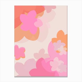 Pastel Pink And Orange Flower Collage Canvas Print