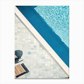 Swimming Pool Wooden Chairs Canvas Print