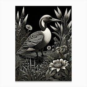 Bird Linocut Common Loon3 Canvas Print