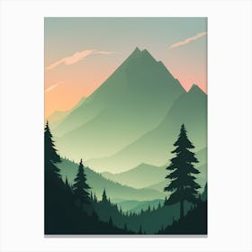 Misty Mountains Vertical Background In Green Tone 29 Canvas Print