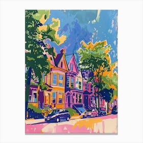 Sunnyside New York Colourful Silkscreen Illustration 4 Canvas Print