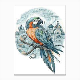 Flip Parrot In The City Canvas Print