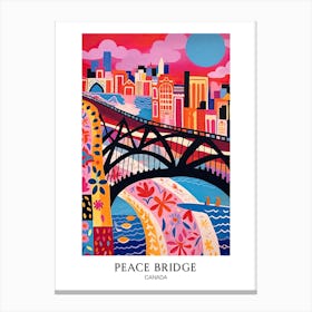 Peace Bridge, Canada, Colourful 2 Travel Poster Canvas Print