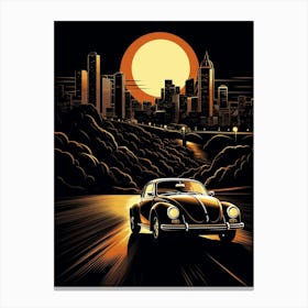 Volkswagen Beetle City Illustration 1 Canvas Print