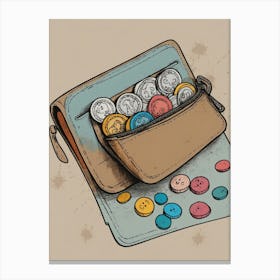 Wallet With Coins Canvas Print