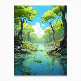 Mangrove Forests Cartoon 4 Canvas Print