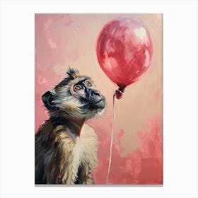 Cute Baboon 1 With Balloon Canvas Print