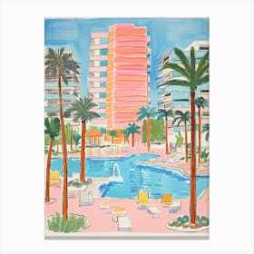 The Fontainebleau Miami Beach   Miami Beach, Florida   Resort Storybook Illustration 2 Canvas Print