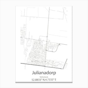 Julianadorp,Netherlands Minimalist Map Canvas Print