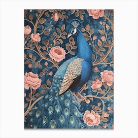 Floral Vintage Peacock Wallpaper Style 2 Canvas Print
