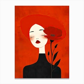 Girl and Red Poppies Canvas Print