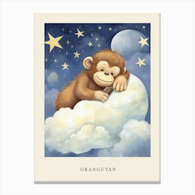 Sleeping Baby Orangutan Nursery Poster Canvas Print