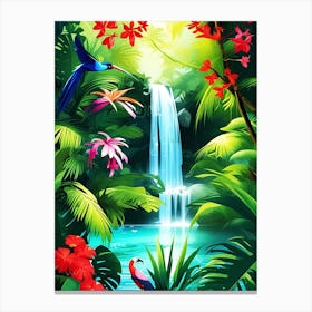 Waterfall In The Jungle 5 Canvas Print