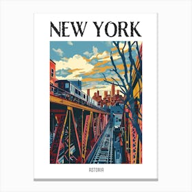 Astoria New York Colourful Silkscreen Illustration 2 Poster Canvas Print