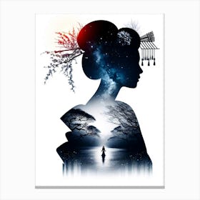 Geisha Double Exposure Canvas Print