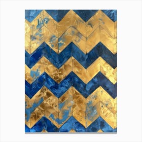 Gold And Blue Chevrons Canvas Print