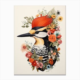 Bird With A Flower Crown Woodpecker 1 Canvas Print