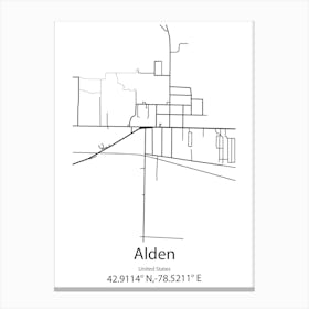 Alden,United States Minimalist Map Canvas Print