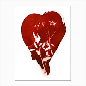Red Flower Heart Canvas Print