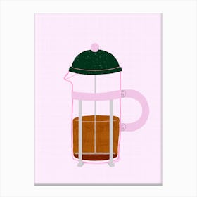 French Press Coffee Pink Canvas Print